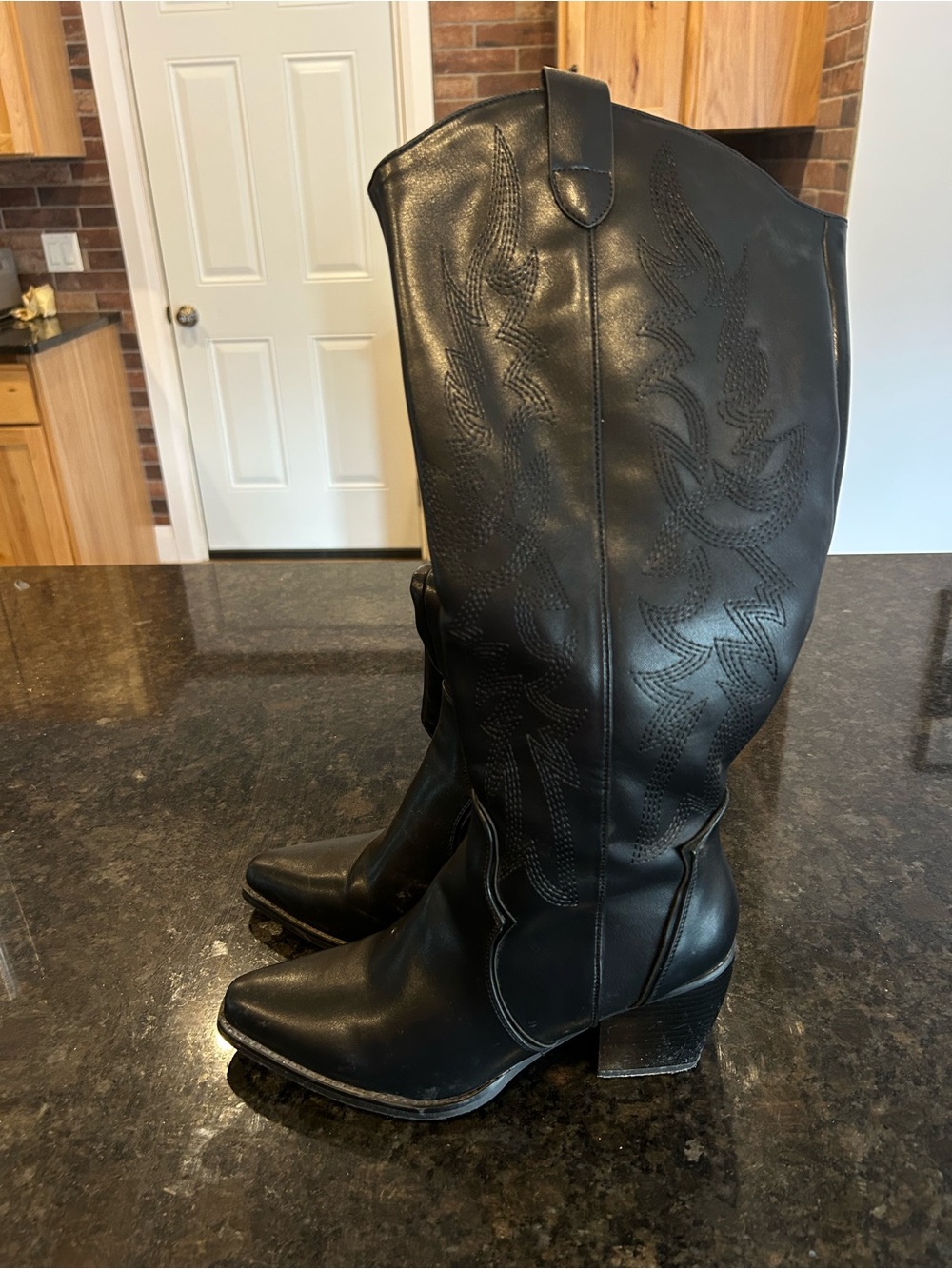 Amazon Black Over-the-Knee Western Boots